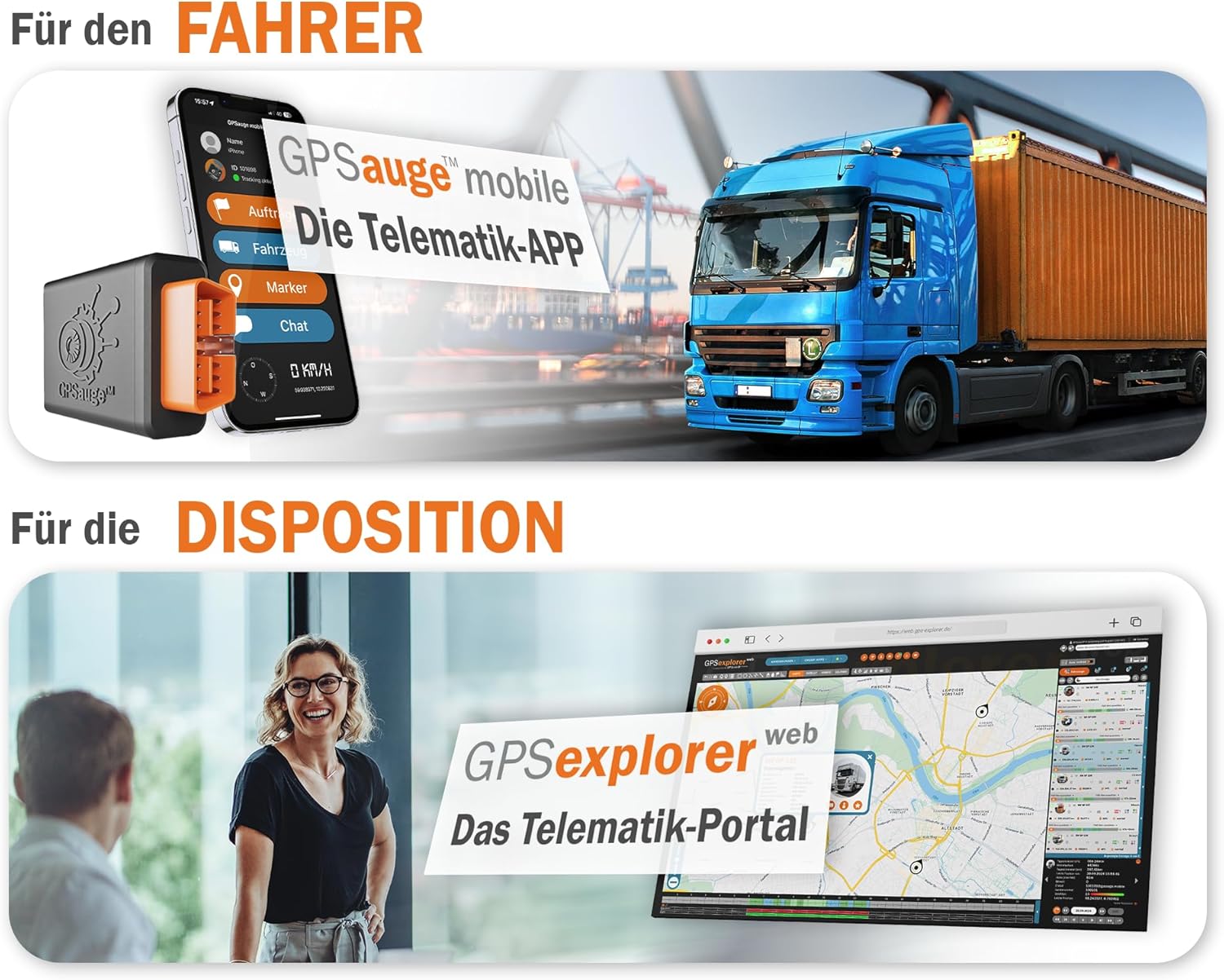 GPSauge OBD: GPS Telematik-Tracker inkl. 1 Jahr Lizenz, sofort einsatzbereit! Für Ortung + Objekterkennung + Telemetriedaten + elektronisches Fahrtenbuch mit Fahrer App + Fuhrparkmanagement Software