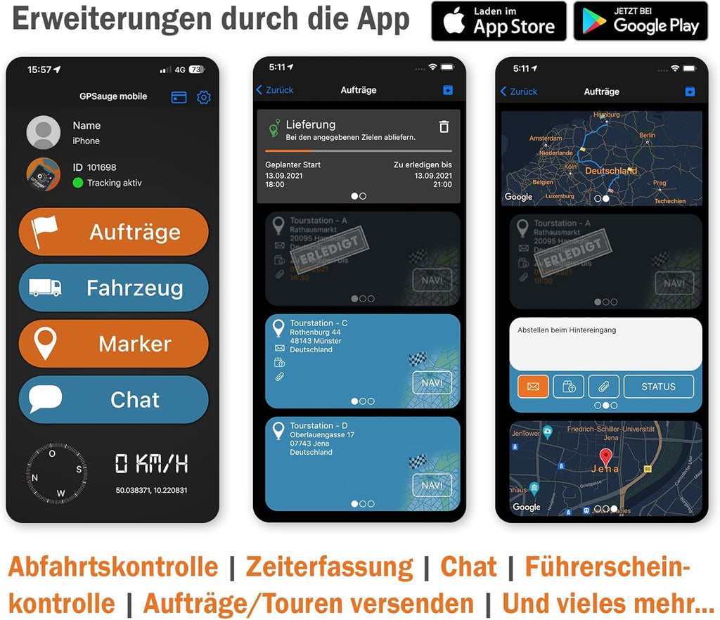 GPSauge OBD: GPS Telematik-Tracker inkl. 1 Jahr Lizenz, sofort einsatzbereit! Für Ortung + Objekterkennung + Telemetriedaten + elektronisches Fahrtenbuch mit Fahrer App + Fuhrparkmanagement Software