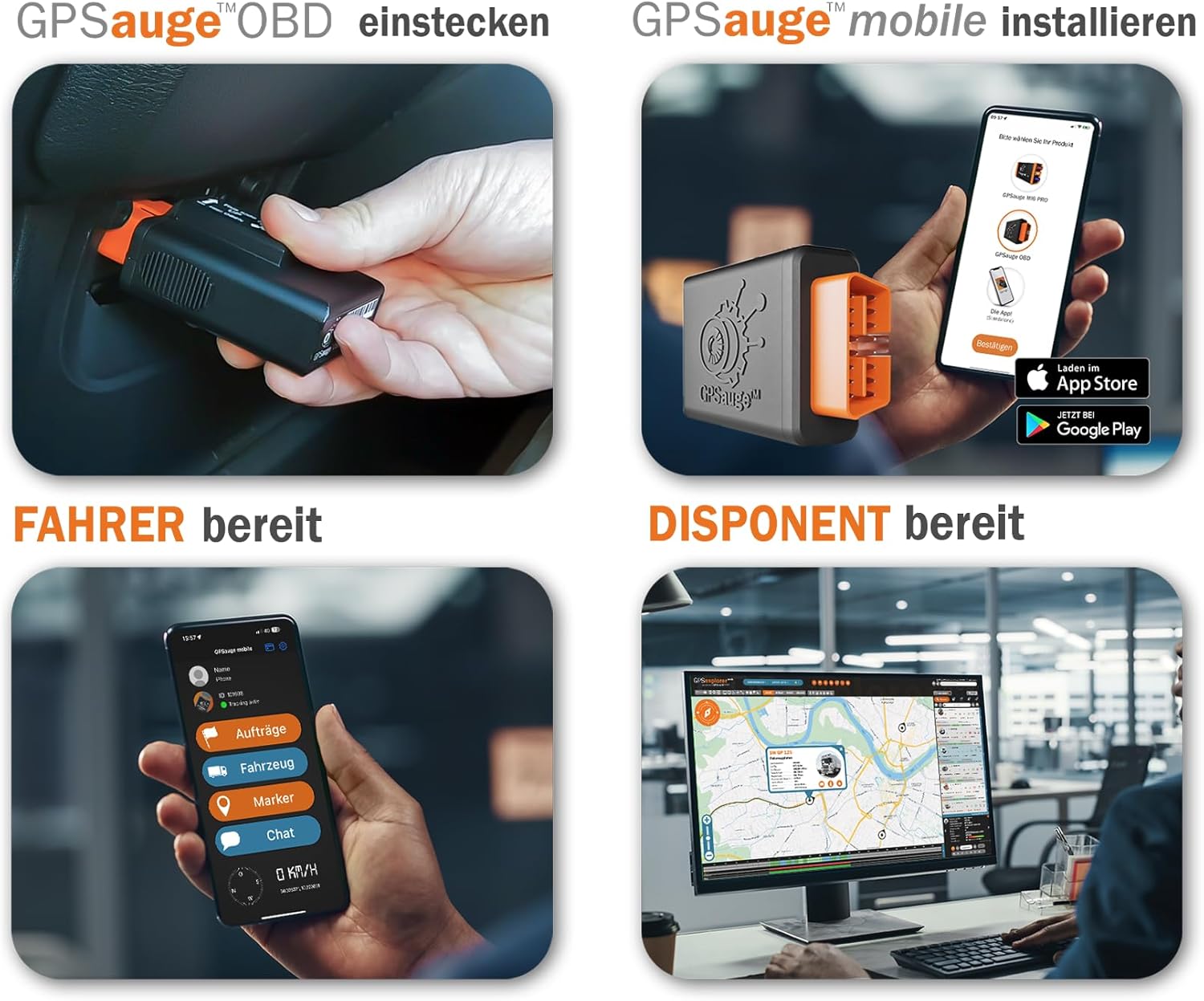 GPSauge OBD: GPS Telematik-Tracker inkl. 1 Jahr Lizenz, sofort einsatzbereit! Für Ortung + Objekterkennung + Telemetriedaten + elektronisches Fahrtenbuch mit Fahrer App + Fuhrparkmanagement Software